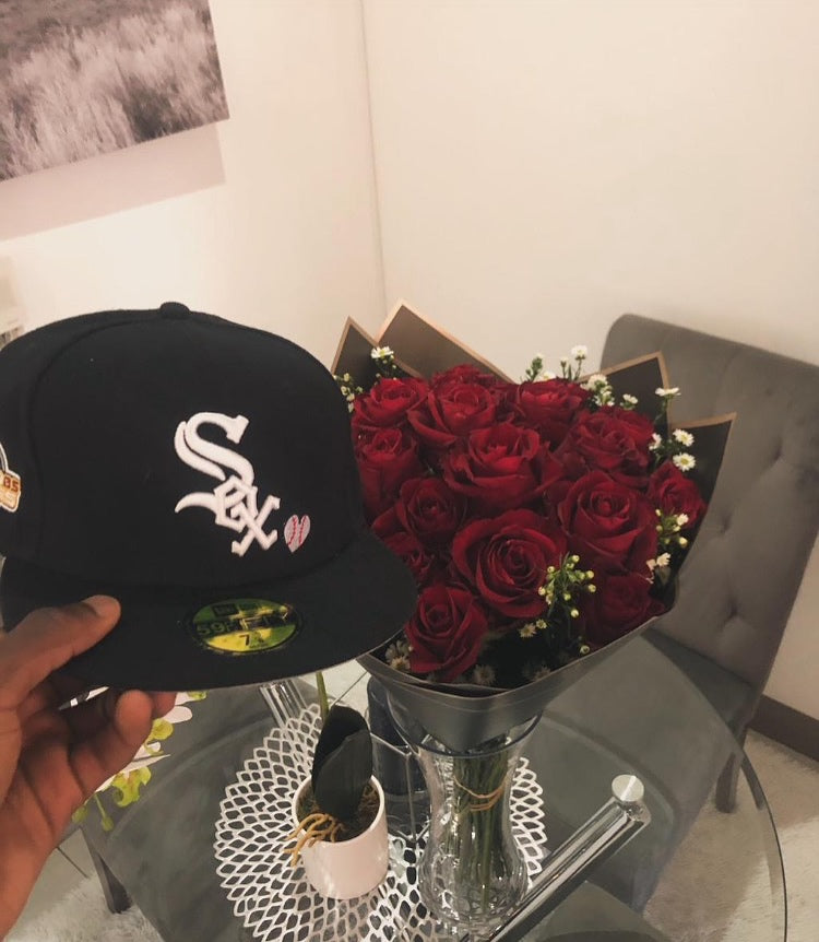 Fitted Cap with 20 artificial roses