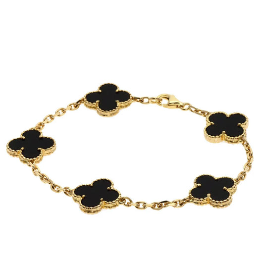 MIDNIGHT CLOVER STAINLESS STELL BRACELET