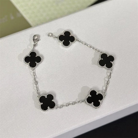 SILVER CLOVER STAINLESS STELL BRACELET