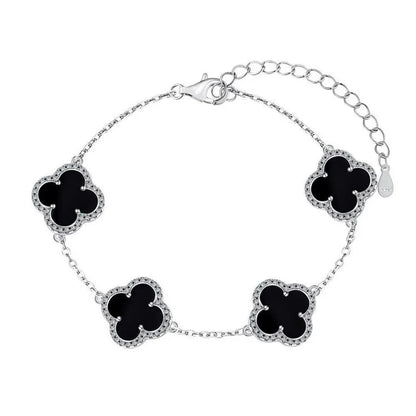 SILVER CLOVER STAINLESS STELL BRACELET