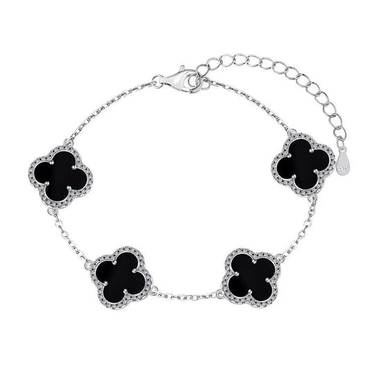 SILVER CLOVER STAINLESS STELL BRACELET